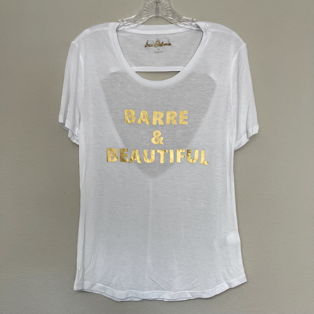 NWT Sam Edelman Barre & Beautiful White Short Sleeve Spin Open Back Tee Size M
